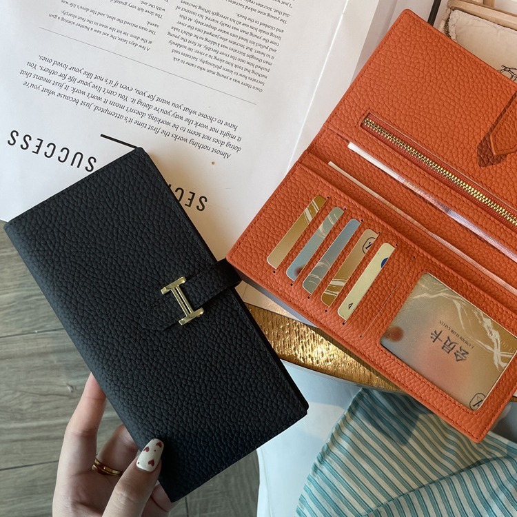 Long women's 2025 new solid color large capacity multifunctional folding high-end leather phone wallet swissmilitary