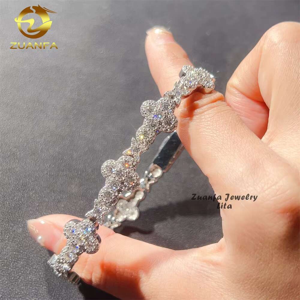 Iced Out Jewelry 10Mm 13Mm Sterg Sier GRA Certificate Dia Moissanite Cuban K Chain Cross Bracelet