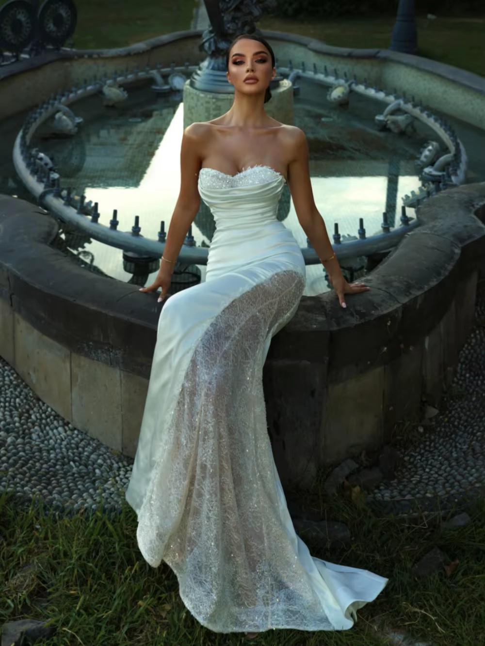 Elegant Mermaid Wedding Dress Sweetheart Neck Sleeveless Bridal Gowns Sequins Appliques Detachable Train Dresses Custom Made vestidos de novia