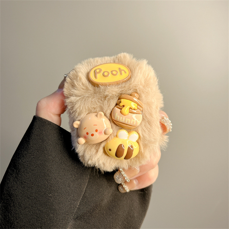Ins Cute Plush Honey Pot Bear Suitable Pro Protective Cover 2 3 4 Bluetooth Wireless