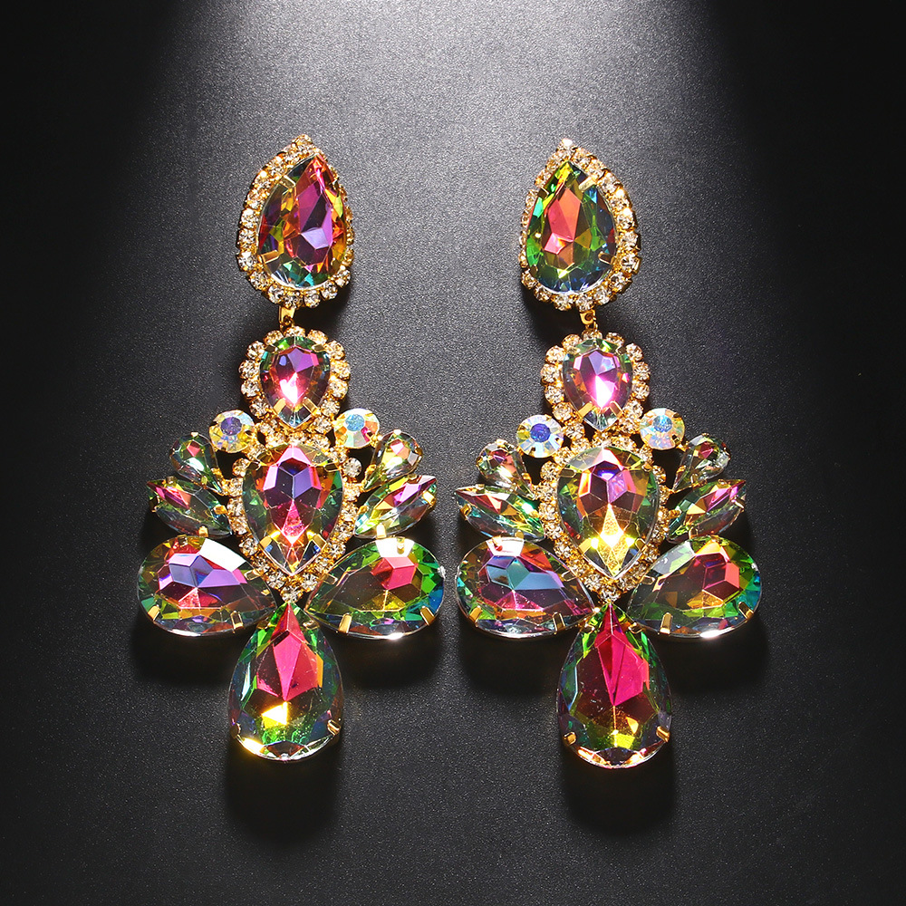 Exaggerated Earrings 2PCS/LOT Exaggerated Rhinestones Jewelry High-End Stage Accessories for Women For Party
