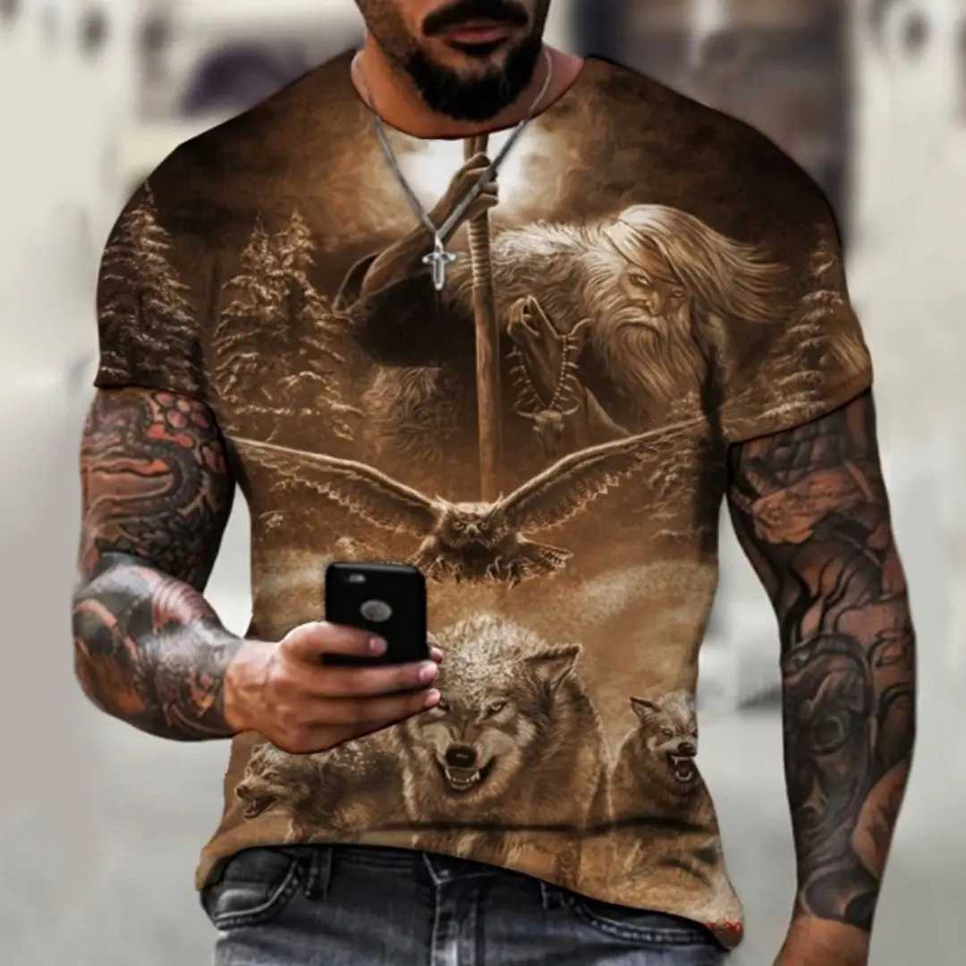 Mens Short Sleeve Tops Oversized Tees Shirt Men Design Clothes Tiger Fighting Animal Beast Fierce Lion/leopard 3D Print T-shirt W250211