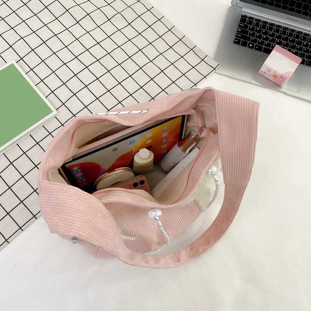 Womens star pattern Corduroy cross body bag casual handbag womens simple large capacity shoulder bag girls travel school backpack handbagXJ250412