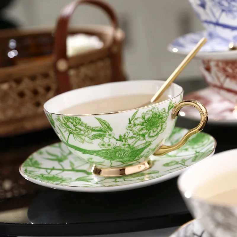 Cups Saucers Tableware Coffee Cup High-end and Simple French Flower and Bird Ceramic Bone China Coffee Cup Plate Set Household Tea Cup CL250211