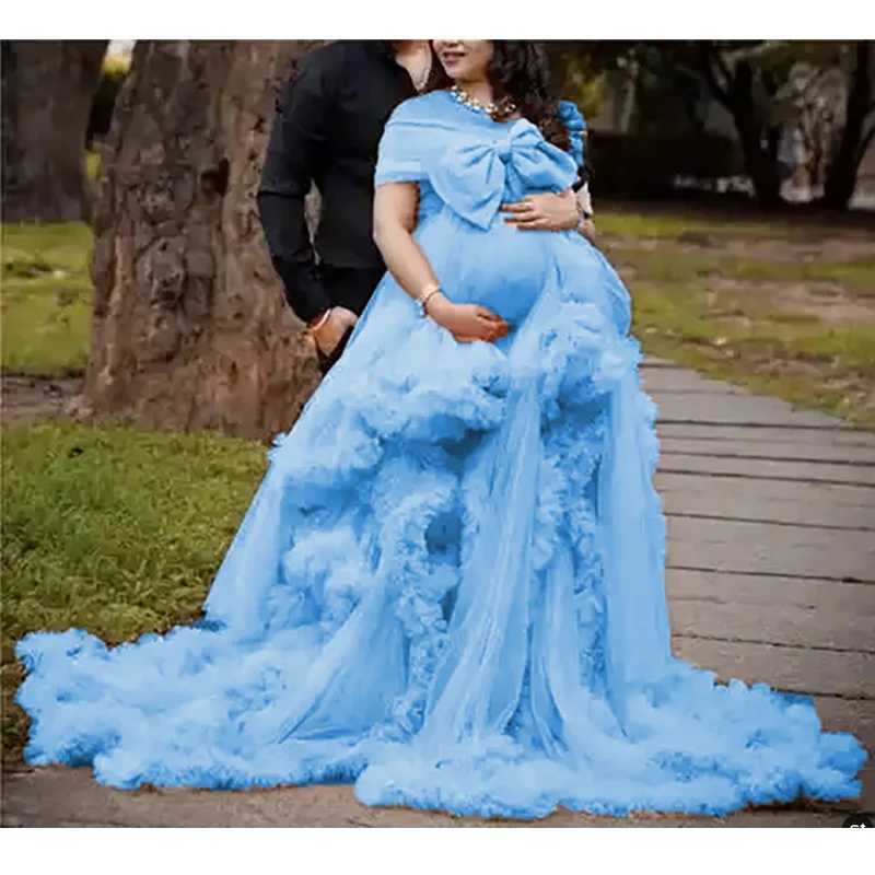 Maternity Dresses Long Tulle Ruffle maternity dresses photoshoot baby shower dress for pregnant women H250211