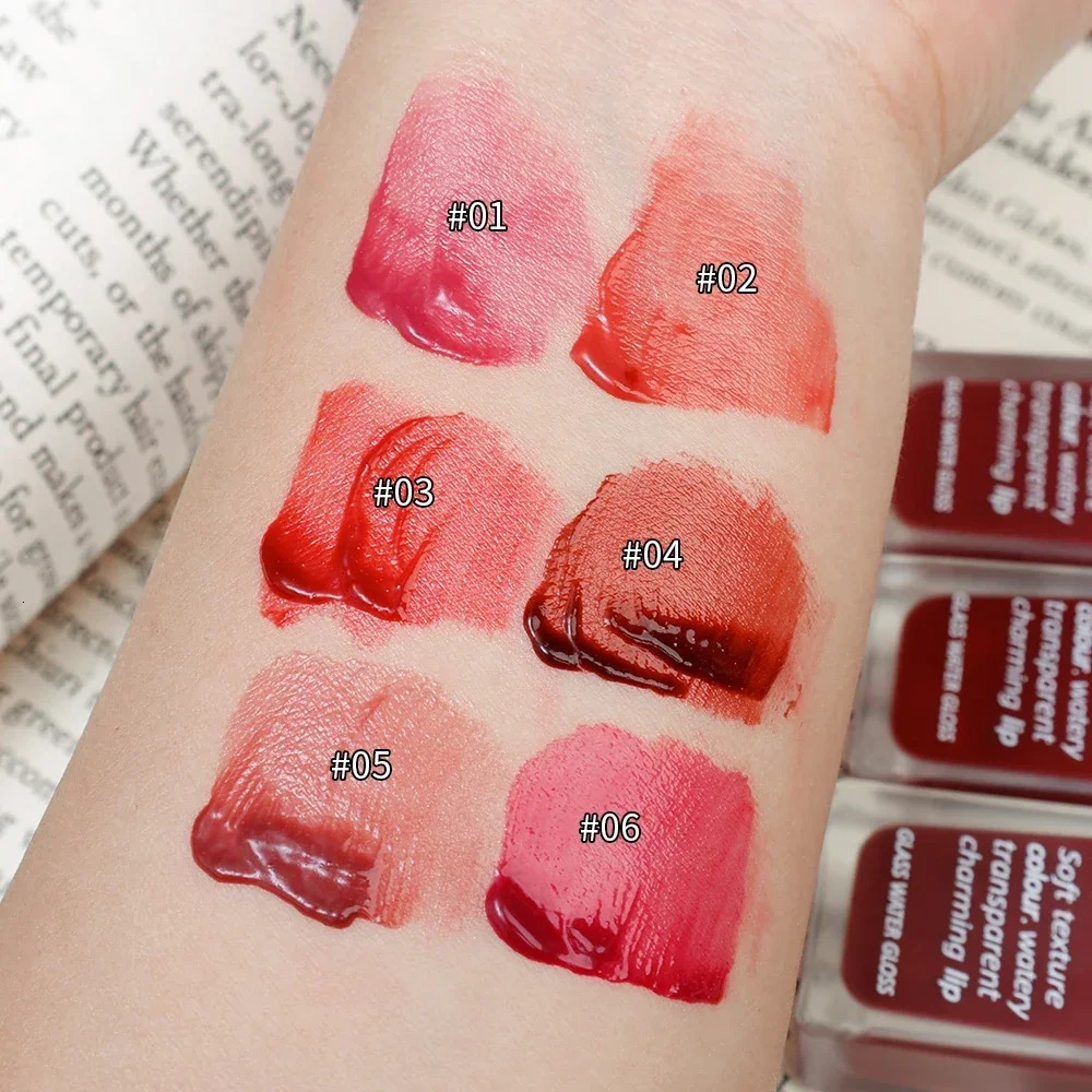 6 Color Water Mirror Gloss Lip Glaze Natural Lasting Hydrating Moisturizing Not Easy To Take Off Makeup Liquid Lipstick Cosmetic 250113