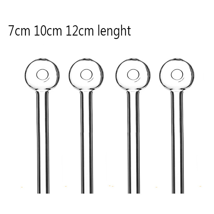 wholesale 7cm 10cm 12cm Pyrex Oil Burner Glass Pipes Clear Thick Mini Burners Bubbler for Smoking Water Bongs Straw Tube
