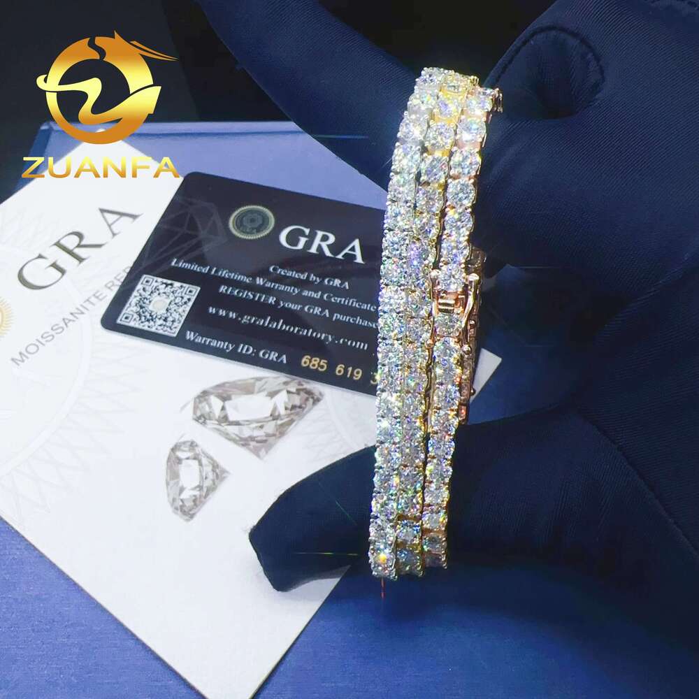 High Quality Sterg Sier Ice Out 4Mm 6.5 Moissanite VVS Tennis Chain Bracelet For Men Women