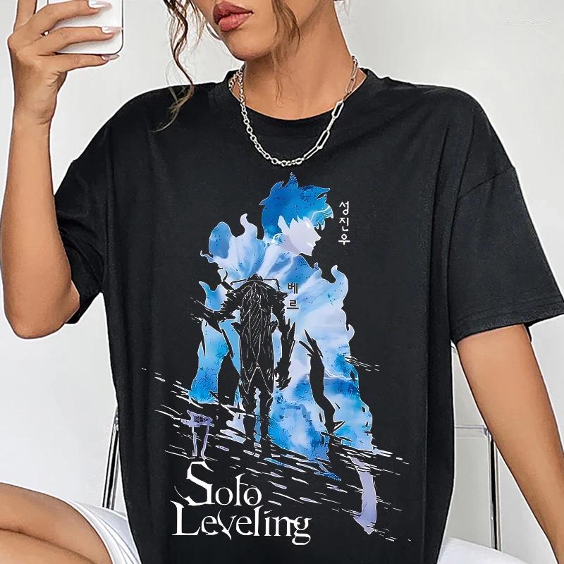 Men's T Shirts Vintage Anime Print Solo Leveling T-shirt Men Women Cotton Shirt Beru And Sung Jin-woo Streetwear Crew Neck Tops