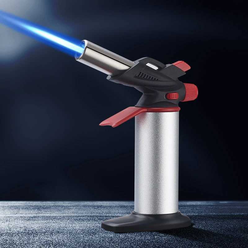Powerf Windproof Blue Flame Jet Torch Gas Lighter Outdoor Cigar Barbecue Cooking Kitchen Butane Refillable Metal Welding Gun Y250210
