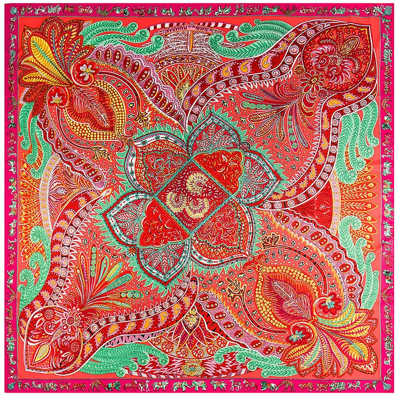 130cm Fashion Bandana Women Scarf Paisley Hijab Twill Silk Shawl Scarfs For Ladies Foulard Square Scarves Wraps 250110