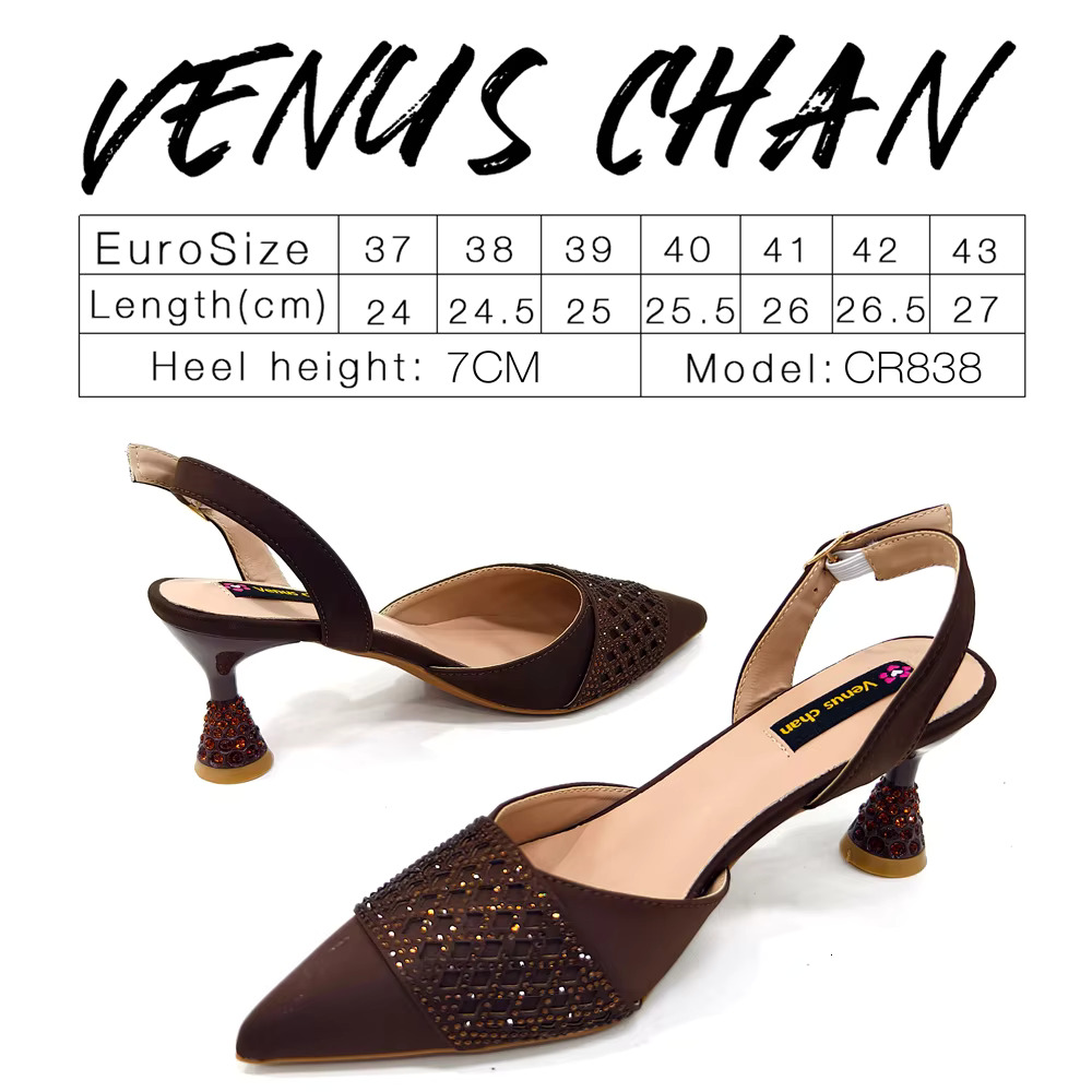 Venus Chan 2025 Fashion Brown Color Women's Party Shoes Bag Set With Elegant Dia Butterfly Design - Stylish And Chic 250318