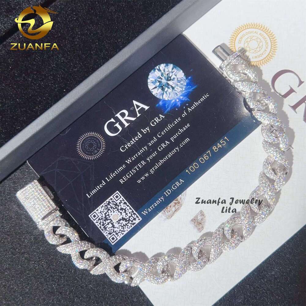 Factory Price High Quality Sterg Sier Hip Hop 10Mm Infinity Chain VVS Moissanite Cuban K Bracelet