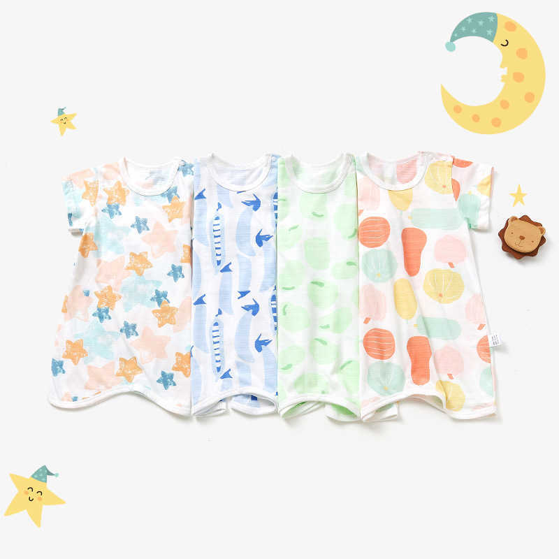 Pajamas Baby pajamas printed baby nightgown summer thin onesie Children's air conditioning nightdress cotton H250207