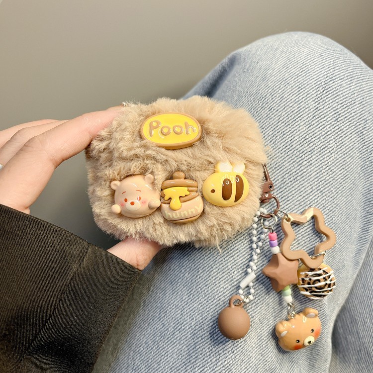 Ins Cute Plush Honey Pot Bear Suitable Pro Protective Cover 2 3 4 Bluetooth Wireless