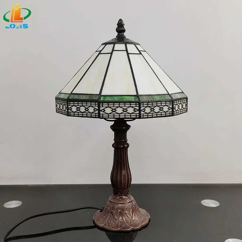 22CM Minimalist European Geometric Small Table Lamp Tiffany Style Living Room Bar Decoration Office Desk Glass Lighting Z250211