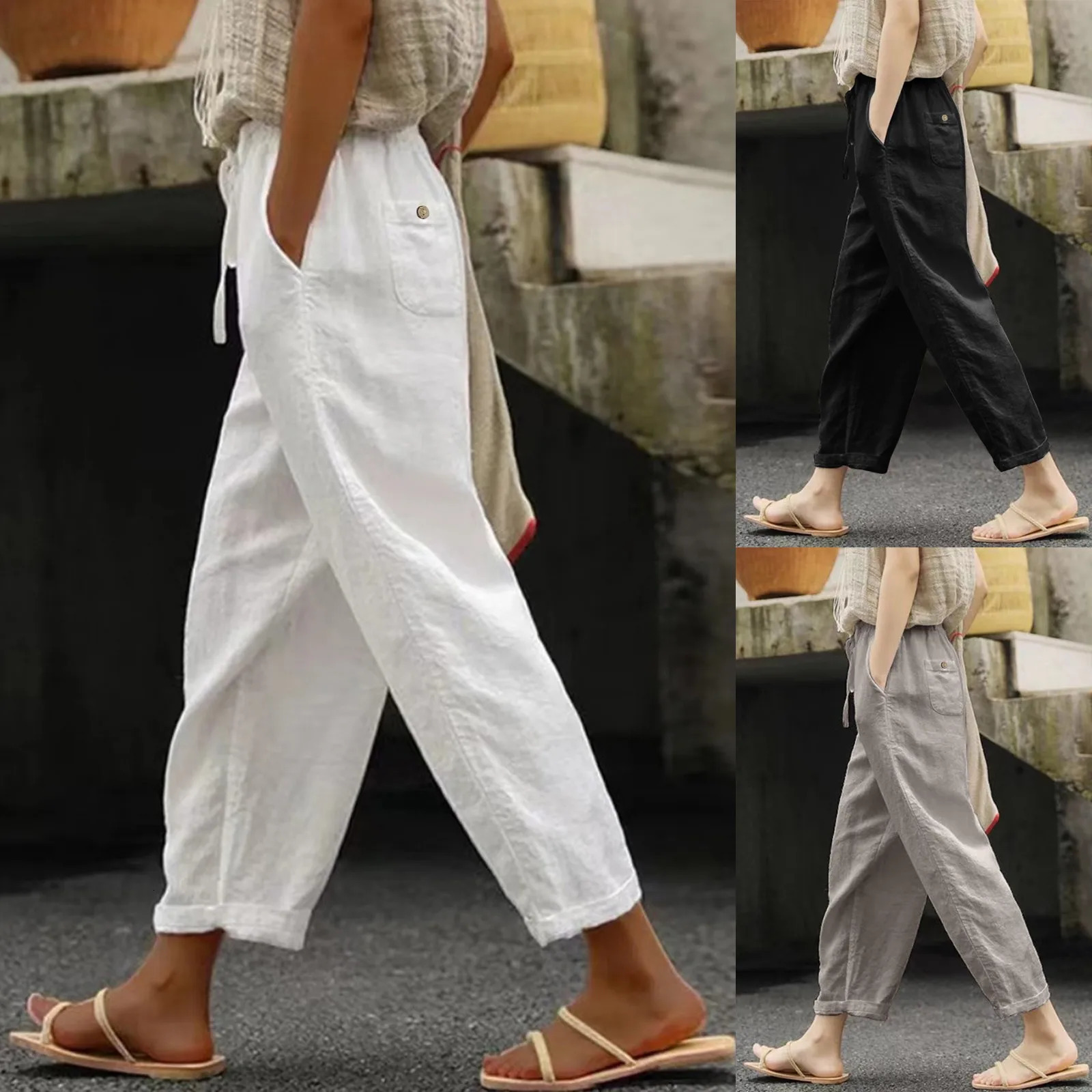 Casual Baggy Cropped Pants For Women Elastic Waist Wide Leg Trouser Streetwear Business Baggy Sweatpants Summer Short Pants 250210