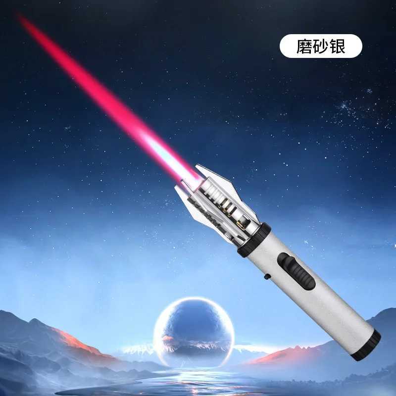 Butane Gas Lighter 360 Use Metal Outdoor BBQ Torch Gas Lighters for Kitchen Candle Use Windproof Lighter Welding Cigar ToolT250211