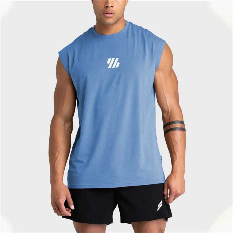 Summer Fitness Tank Top Mens Fitness Sleeveless Sports Tank Top Fashion Fast Drying Fitness Running T-shirt Casual Breathable Mens Shirt W250417