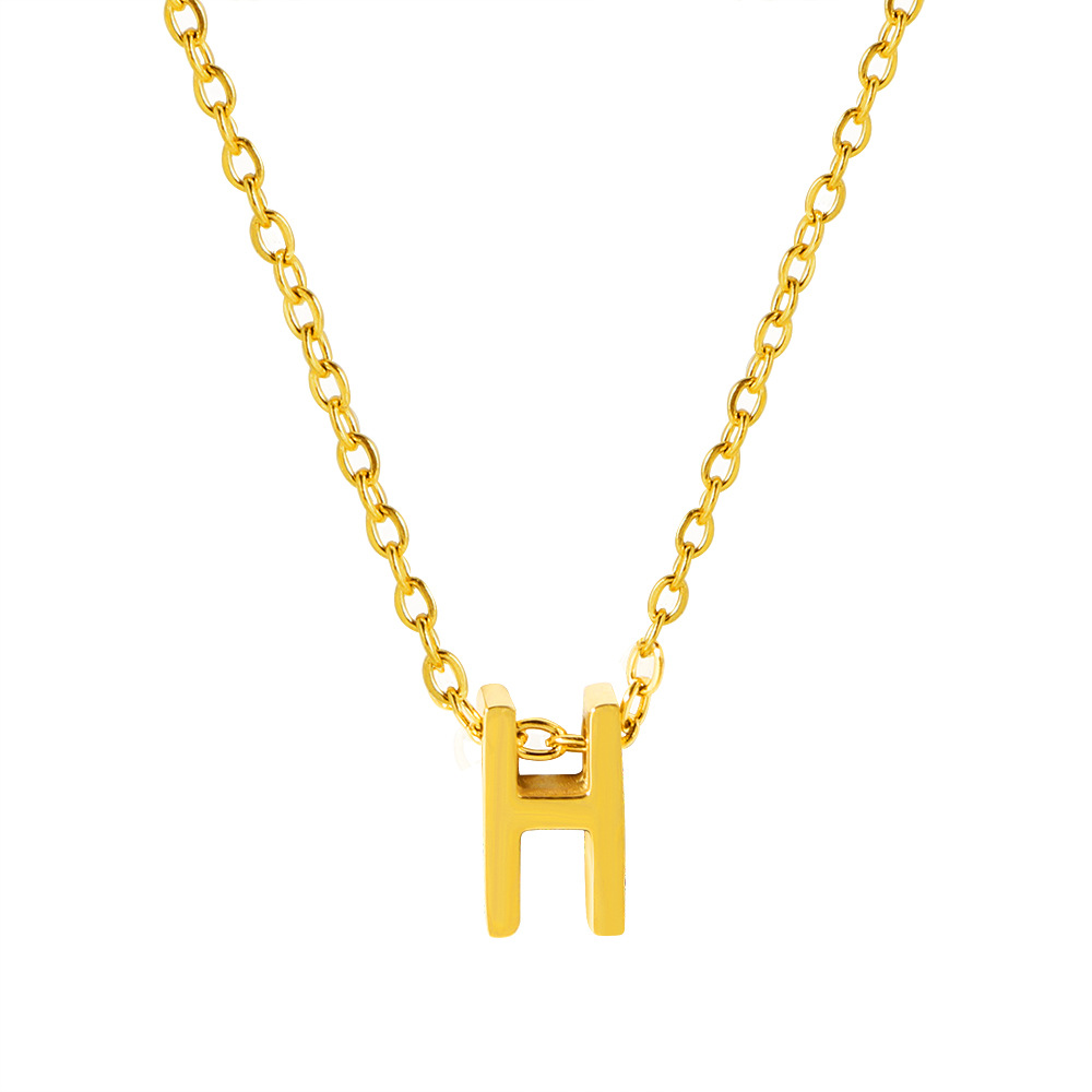 Elegant 18K Real Gold Plated Stainless Steel Capital Letter Pendant Necklace for Women Ladies Exquisite Necklace Jewelry Gift for Valentine's Wed