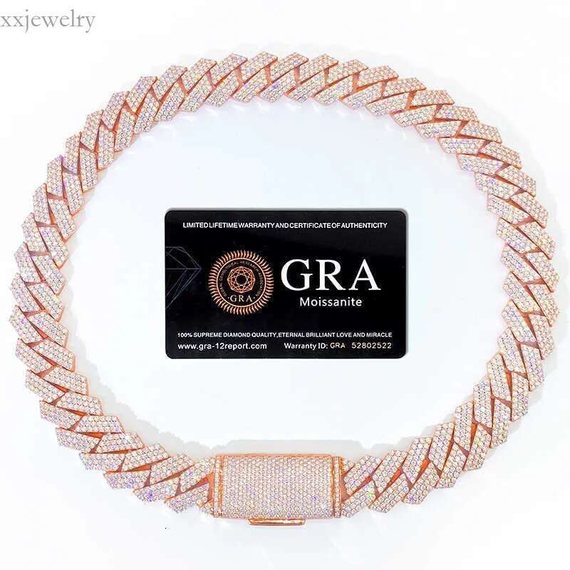 bracelet designer jewelry moissanite chain cuban k High Quality 3 Rows VVS Moissanite Dia Chain White Rose Gold Plated Hip-hop chains for men necklace