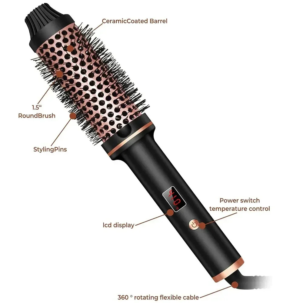 3 In 1 Ionic Hair Curler Straightener Professional Curling Iron Heated Hair Styling Brush Anti-Scald Thermal Brush Curl Wand 250113