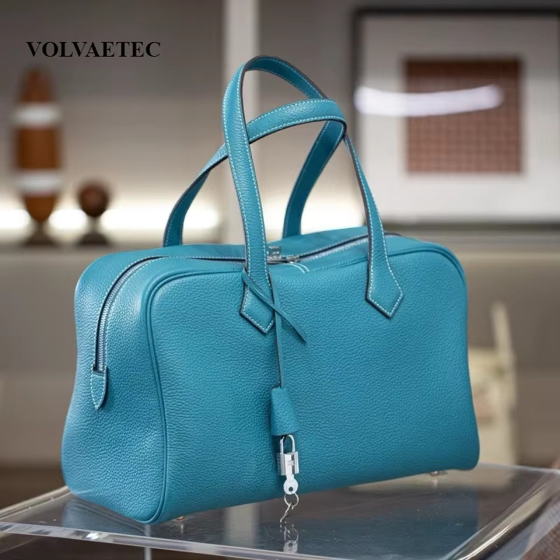 VOAETEC High Quality First Layer TC Cowhide Boston Baommuter Travel Light Large Capacity Handbag Casual Versatile