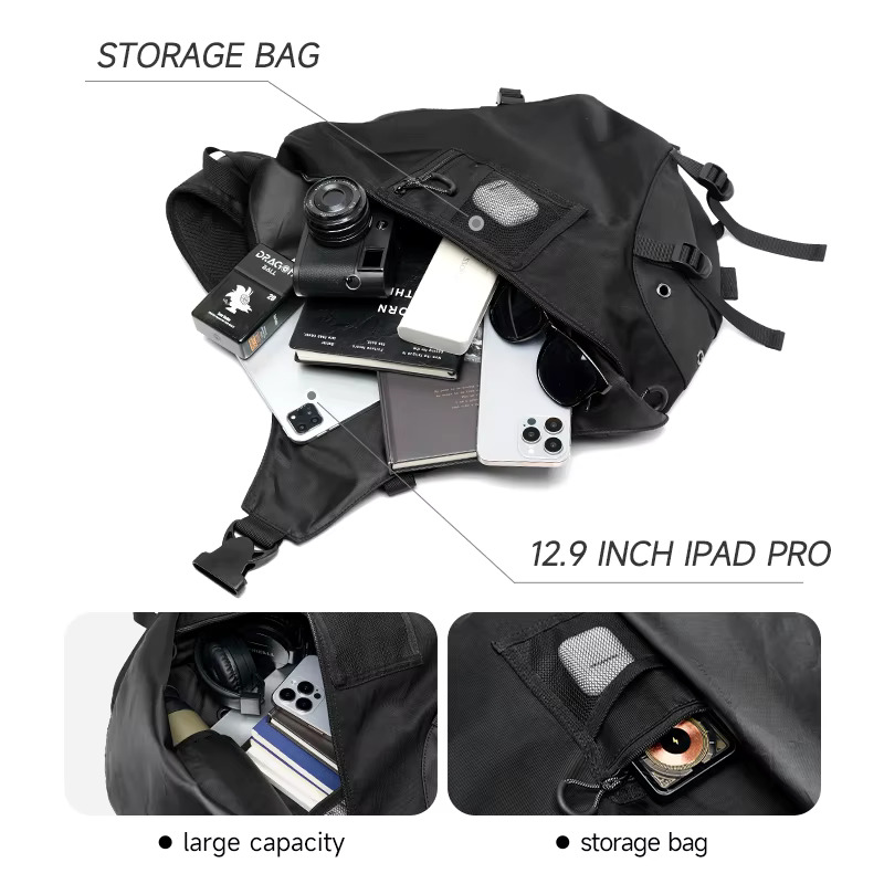 Large Crossbody Men Waterproof Shoulder With Adjustable Buckle Fashion Chest Bag For Traveg Sporting