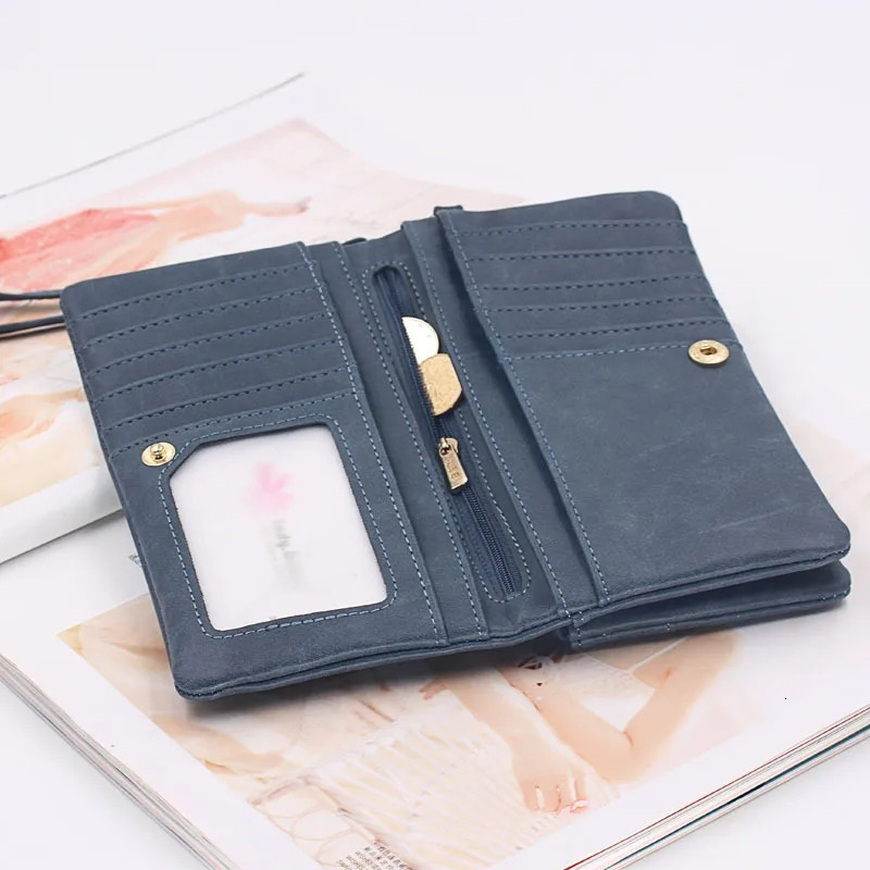 Large Capacity Womens Dull Polish Leather Wallet Double Zipper Clutch Wristlet Purse Phone Coin Card Holder Multi-pocket Wallet 250118