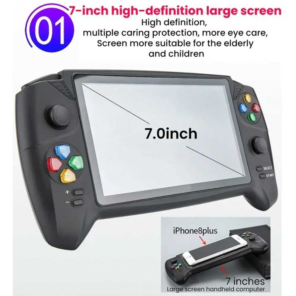 New 7inch Retro Handheld Video Game Console 16G 10000+ Classic Game Arcade Dual Rocker Consoles Gaming Device For FC GBA NESXJ250211