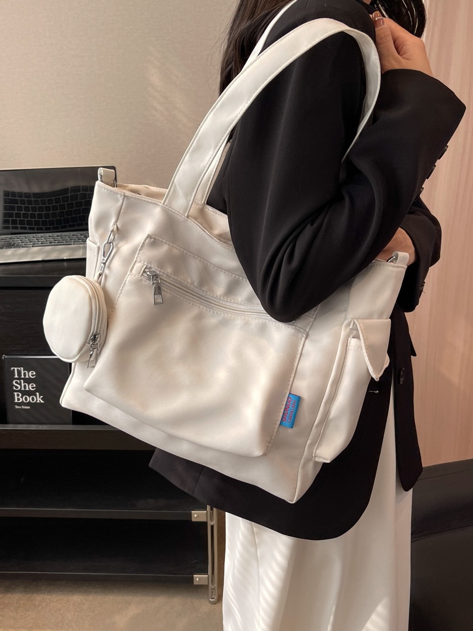 Cross-border 2025 new solid color canvas bag female student Tote bag Large capacity hand bill shoulder crossbody bag Hot