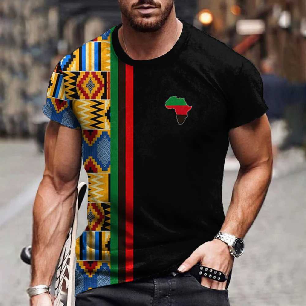Mens T Shirt Ethnic Tribal Dashiki T-Shirts African Patterns 3D Print Men Short Sleeve 0 Neck Harajuku Y2k Tees Tops ClothingXJ250211