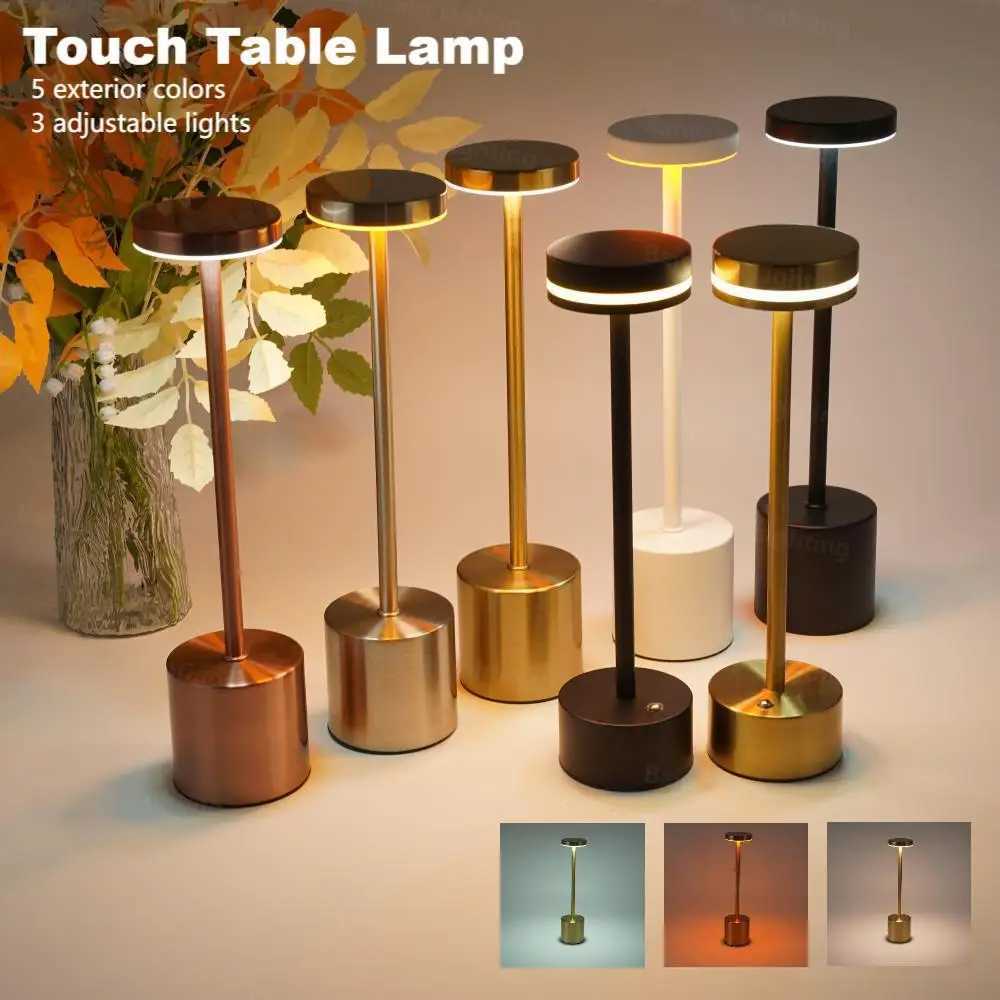 LED Rechargeable Classic Table Lamp 3-colors Infinitely Dimmable Wireless Touch Control Home Decoration Bedroom Creative Lamp Z250211