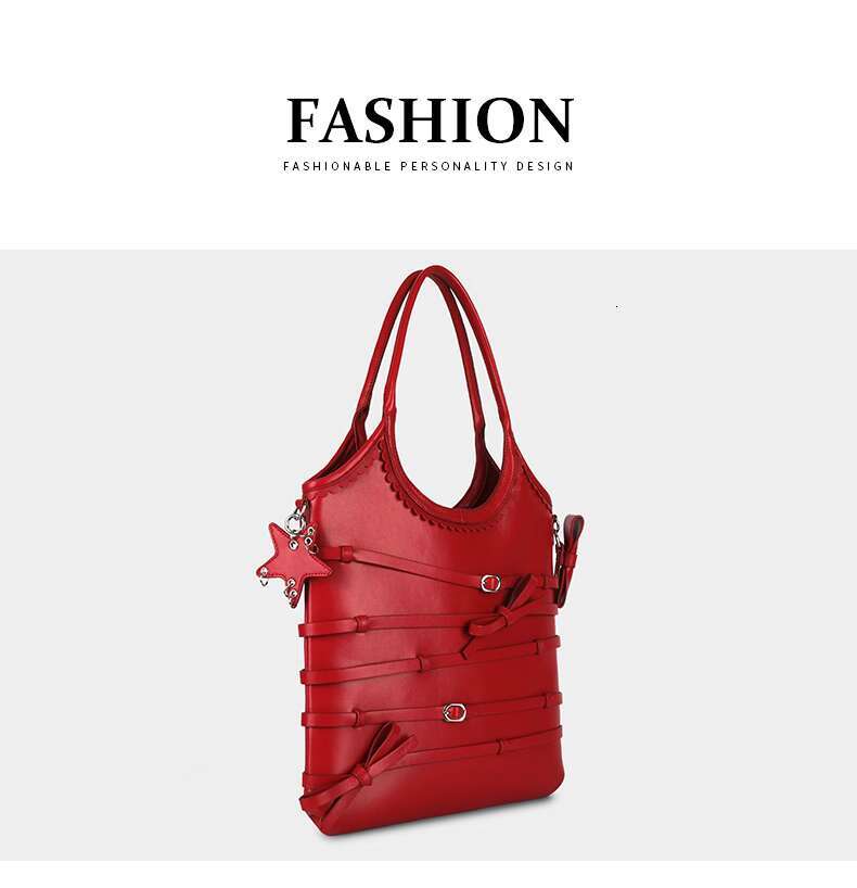 Women's Bags Designer's original SK2 bow tie strap handbag, women's red tote bag, large capacity commuting armpit shoulder bag