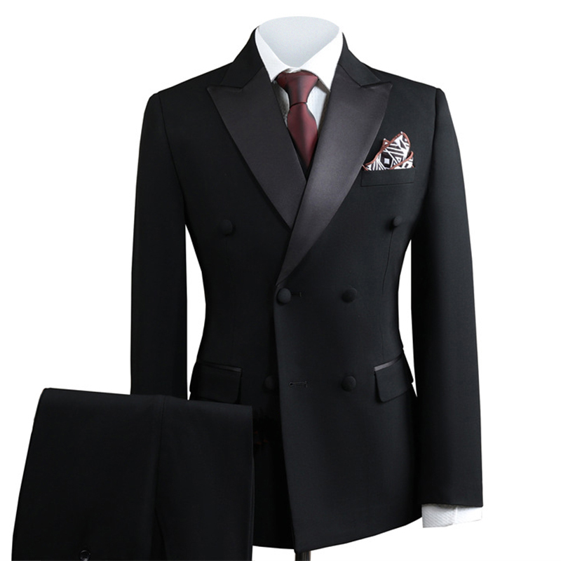 Modern Lapel Collar Men's Suit 3 Pieces Blazer Pants Double Breasted Business Formal Work Wear Wedding Groom Customized Homme