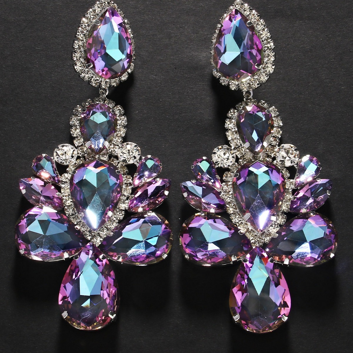 Exaggerated Earrings 2PCS/LOT Exaggerated Rhinestones Jewelry High-End Stage Accessories for Women For Party