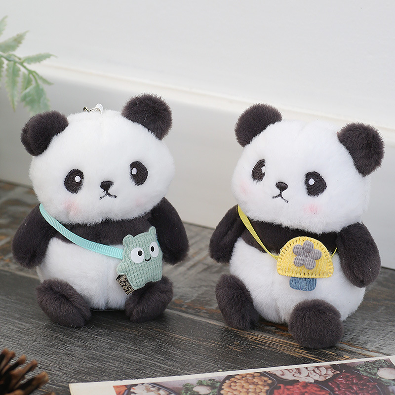 Adorable Plush Panda Keychain Cartoon Doll Couples Accessory for Bags