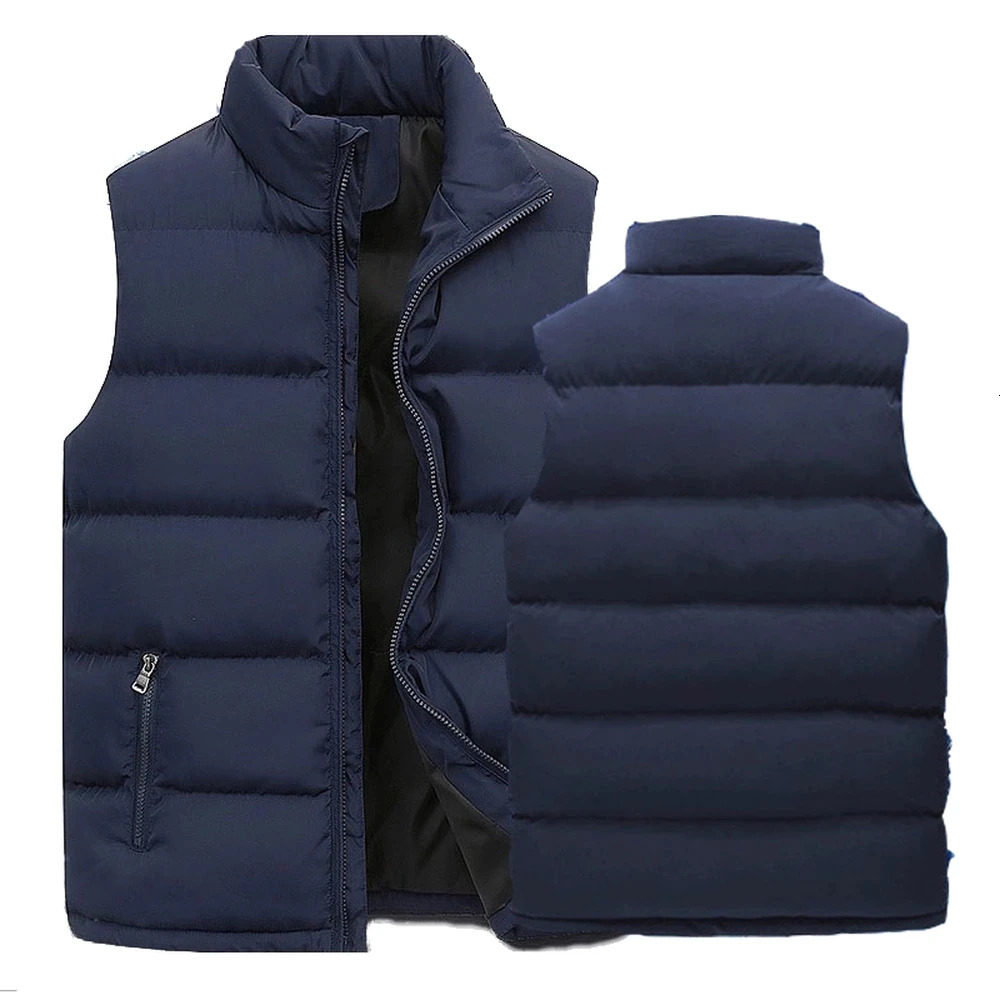 Mens Vest Jacket Warm Sleeveless Jackets Winter Waterproof Zipper Coat Autumn Standup Collar Casual Waistcoat Clothing 250110Z