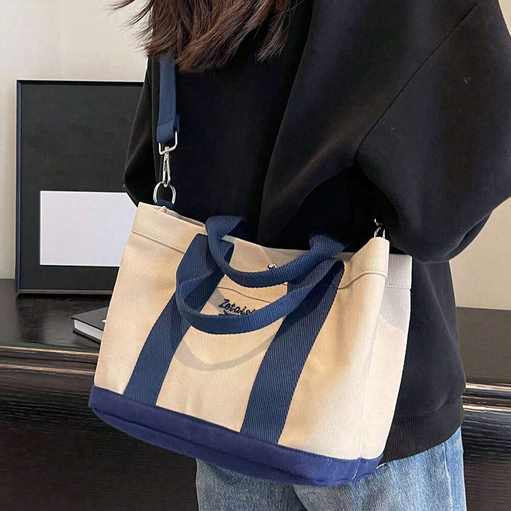 2025S Designer S New Model New Multi Layer Large Capacity Canvas Bag Women S Handheld Casual Trendy Versatile Handbag