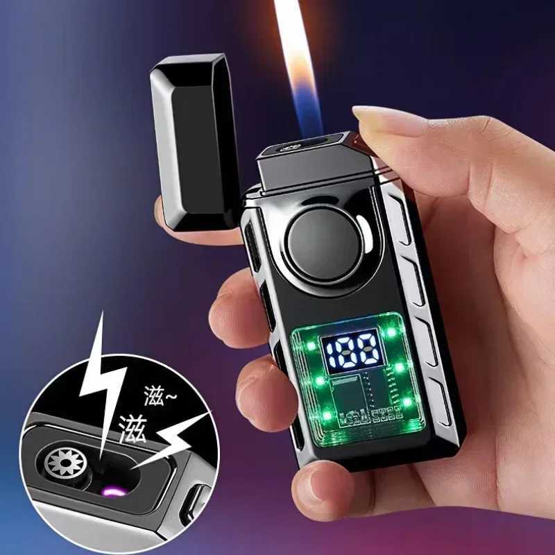 2024 Rechargeable Piezo Pse Windproof Cigar Cigarette Lighter Jet Butane Torch Gas Two Types Flames Lighters Smoking Accessory Y250210