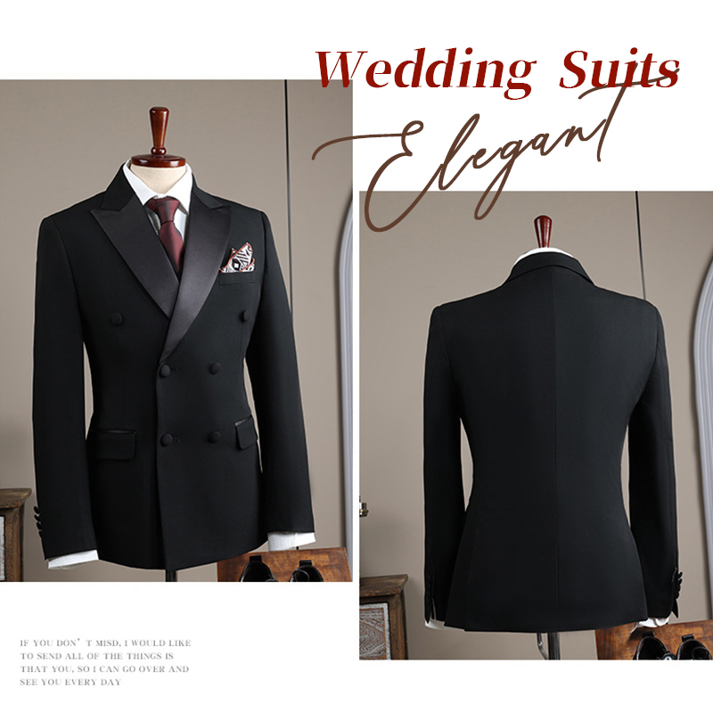 Modern Lapel Collar Men's Suit 3 Pieces Blazer Pants Double Breasted Business Formal Work Wear Wedding Groom Customized Homme