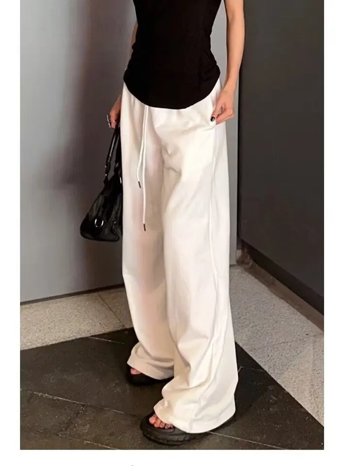 Y2K Women Casual Sweatpants Oversized Jogging Wide Leg White Jogger Hip Hop Sports Pants Z260314