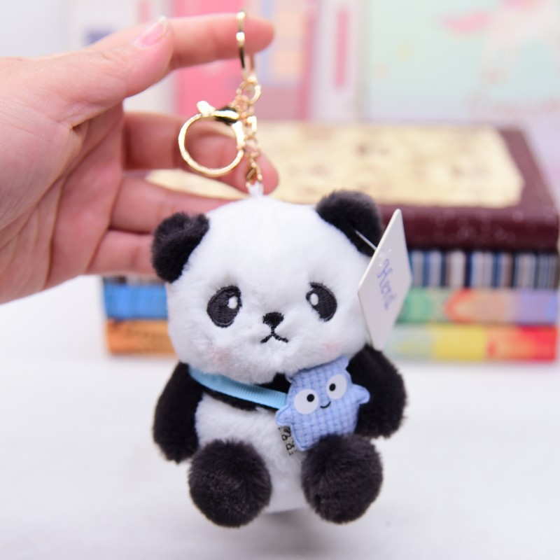 Adorable Plush Panda Keychain Cartoon Doll Couples Accessory for Bags