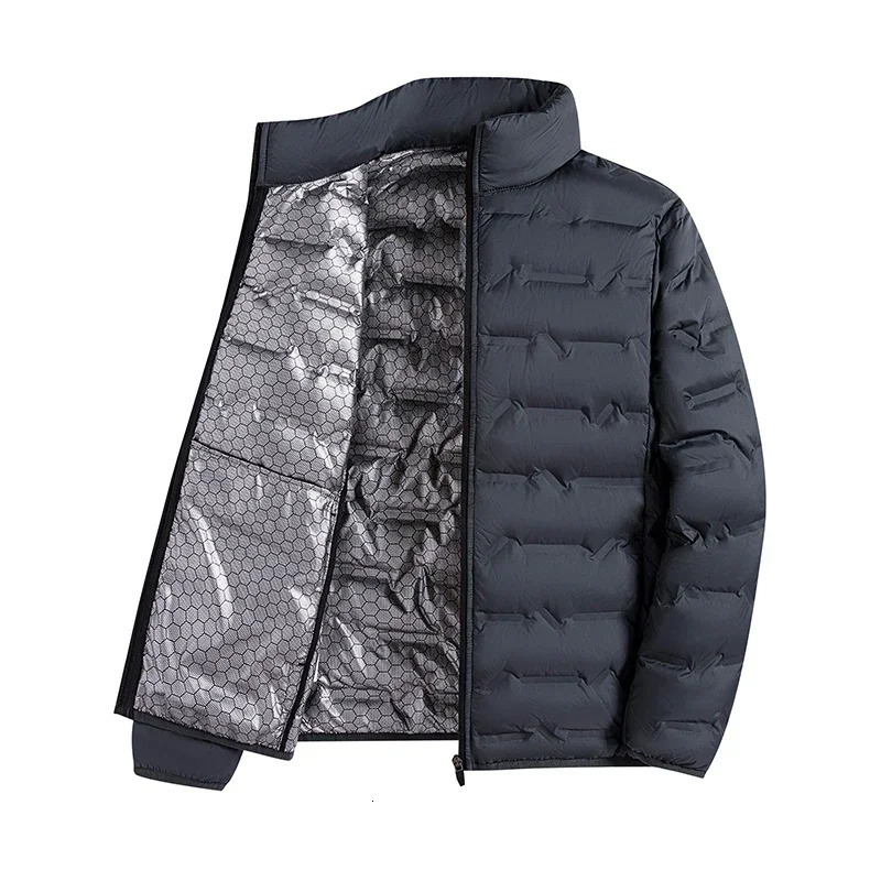 Winter White Down Jacket Men Graphene Selfheating Windproof Pleated Puffer Jackets Stand Collar Casual Warm Coats Male 250109Z