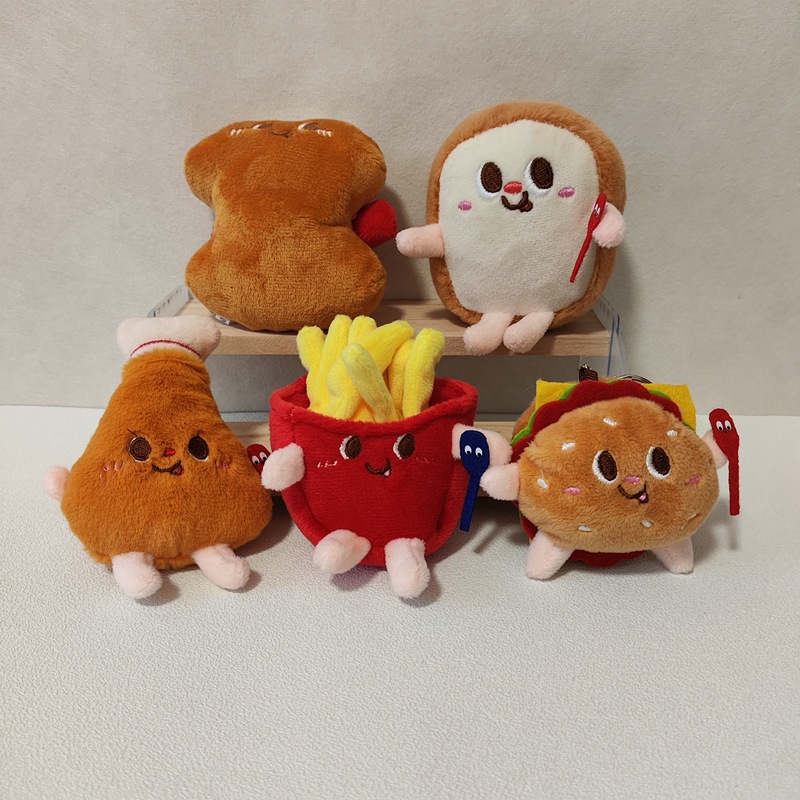 Cute Plush Burger Fries Keychain - Toy Accessory for Bags