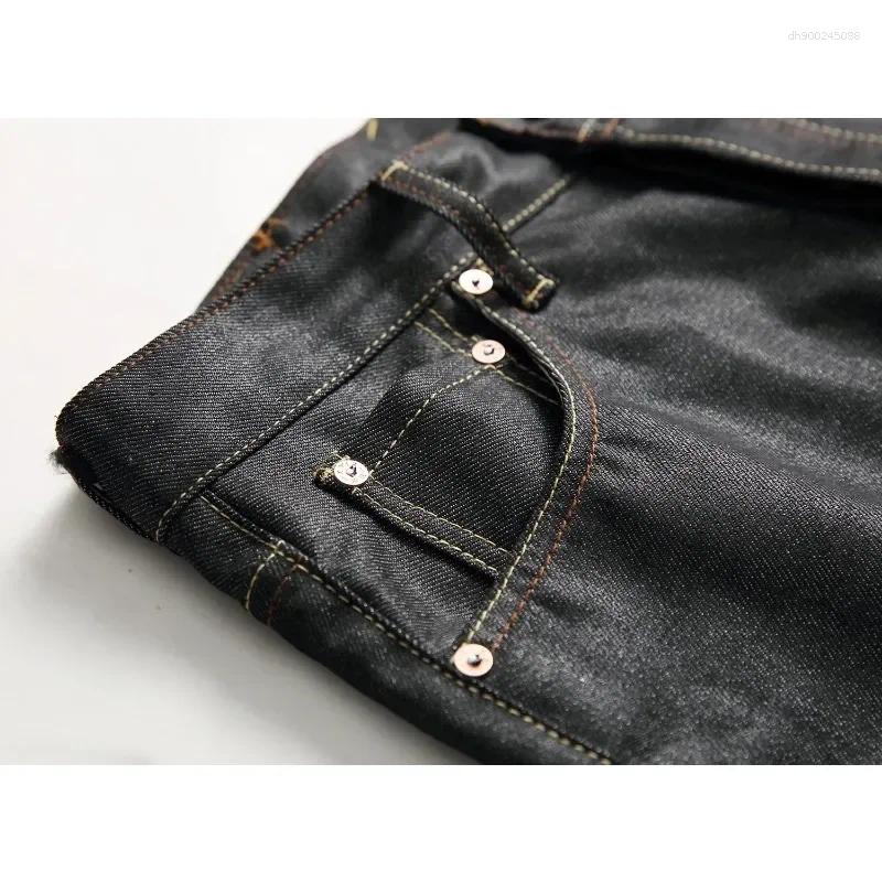 Men's Jeans Japanese Hip Hop Y2k Fashion Print Eans High Street Casual Slim Straight Pants Trend Wear Pattern
