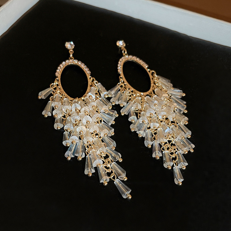 Women's Earrings 2PCS/LOT Flowers Tassel Earrings Rrhinestone Tassel Earrings Runway Accessories earrings