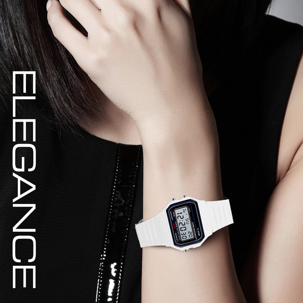 F91W Colorful LED Digital Watch for Men Women Silicone Strap Wristwatches for Couple Sports Square Wrist Band Clock Ladies Gift