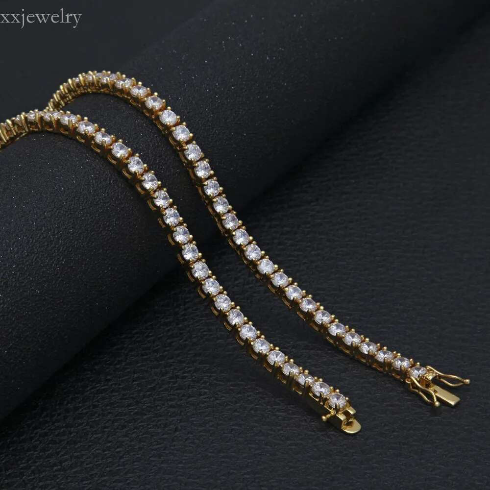designer titanium steel plated gold sier tennis 3-5mm width inlaid 5A CZ dia iced out chain k necklace for women men hip hop jewelry