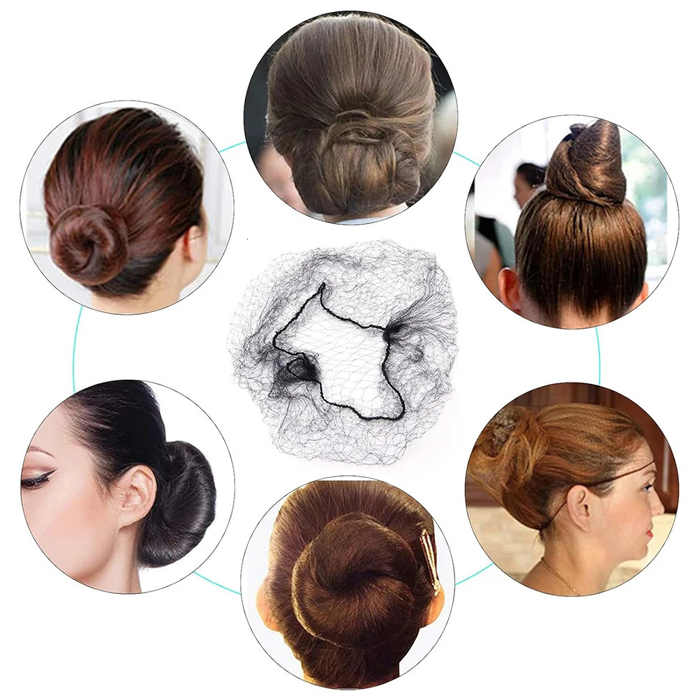 20Pcs Durable Nylon Hair Net For Bun Hair style Tool Black Blonde Brown 5Mm Hair Net For Wigs Mesh Hair Styling Hairnets 250113